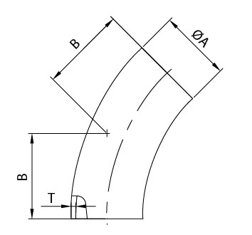 接線付き45°エルボ