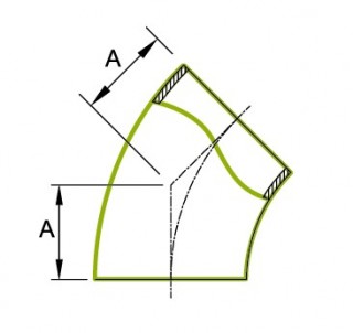Curva de tubo curto de 45° 1.5D 3A 2WK
