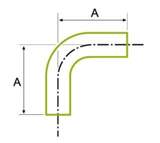 90° Long Tube Bend 1.5D ISO BS
